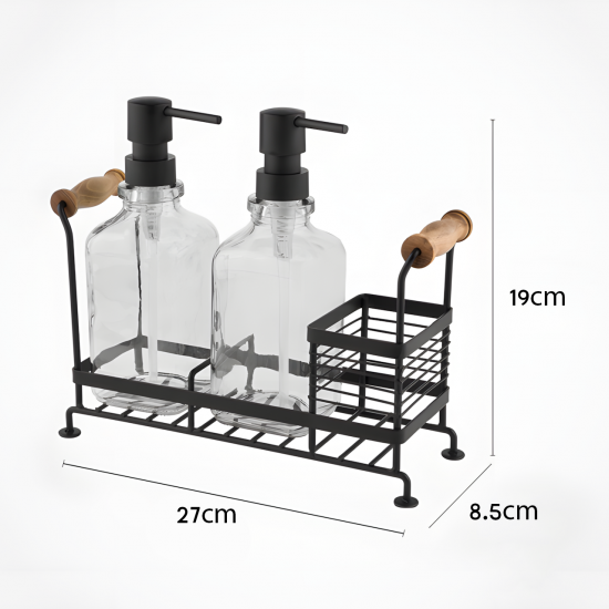 Glass Soap Dispenser 2 Pieces with Metal Holder